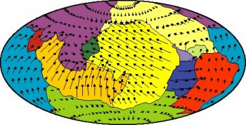  Observed plate velocities calculated in a reference frame yielding no net global rotation of the lithosphere as a whole. 