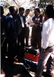  A group of young seismologists receives a lesson in seismographic techniques at a workshop in Ethiopia organized by the Eastern and Southern African Working Group, sponsored by the Committee for Developing Countries. (Courtesy R. Adams.) 